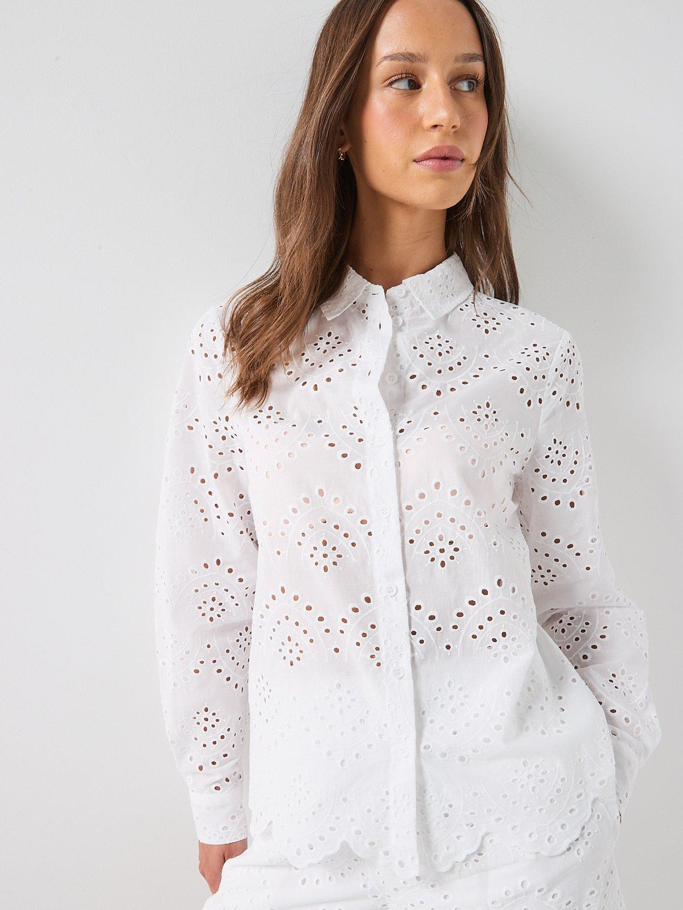 Image 5 of 5 of PIECES Pcvilde Long Sleeve Shirt Wvn Noos - White