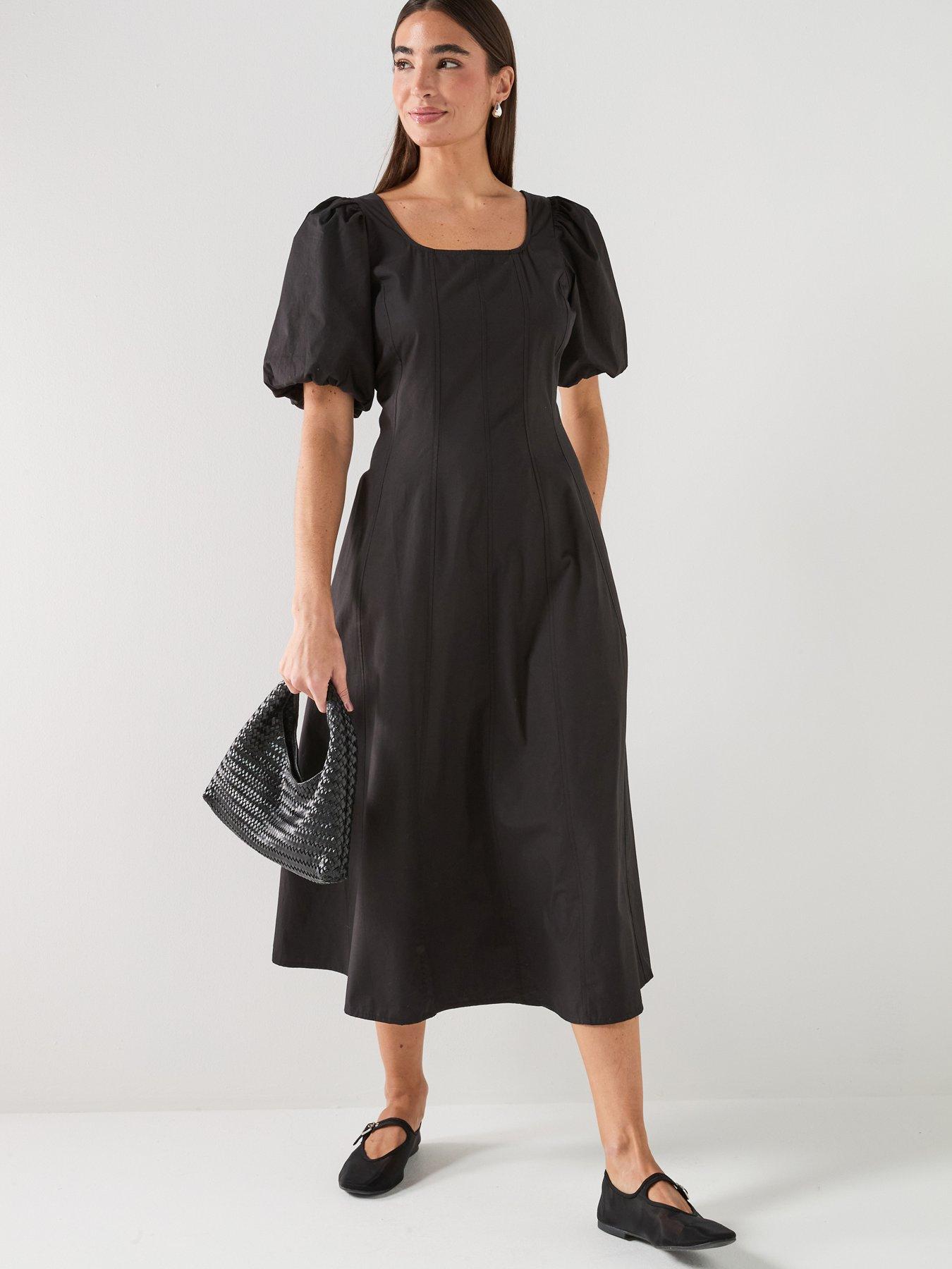 Image 1 of 6 of JDY Penelope Midi Dress - Black