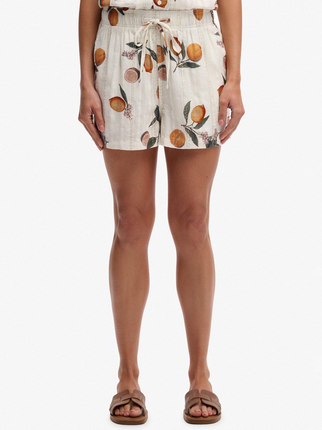 Superdry Cotton Printed Beach Short - Cream