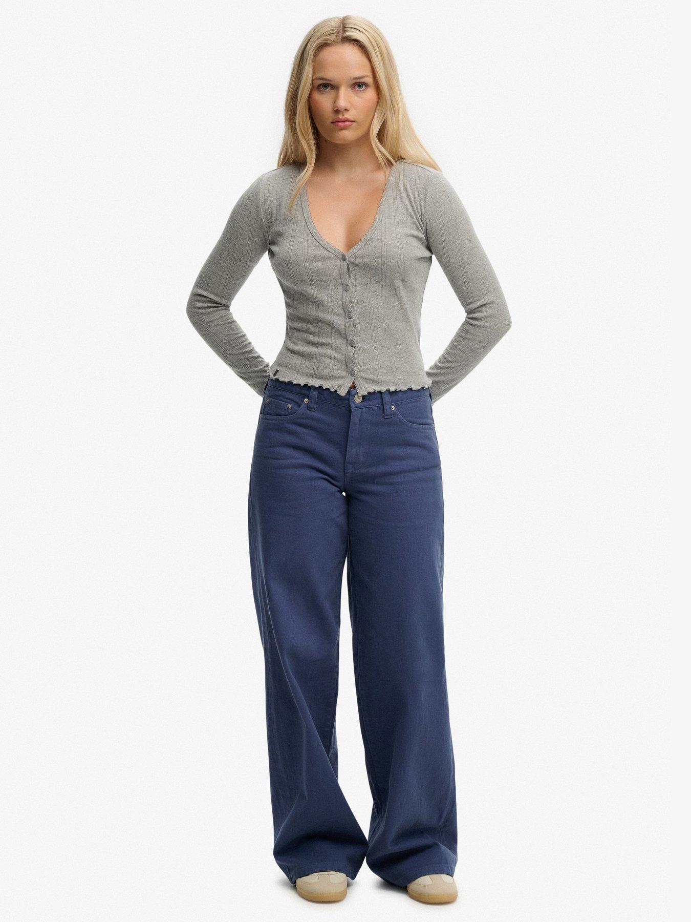 Image 3 of 6 of Superdry Athletic Essential Pointelle Cardigan - Grey