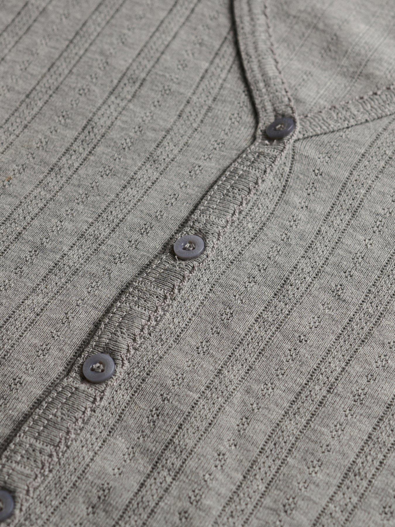 Image 6 of 6 of Superdry Athletic Essential Pointelle Cardigan - Grey