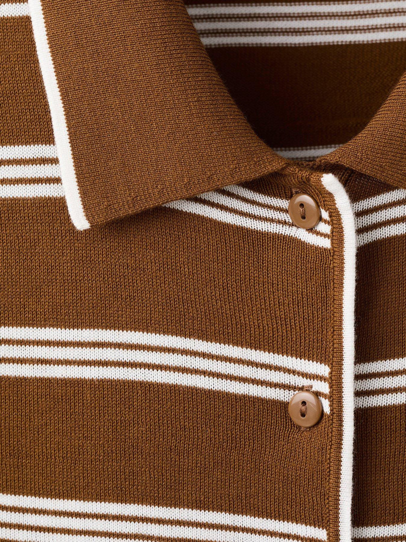 Image 3 of 5 of Mango Cardigan With Shirt Collar - Brown