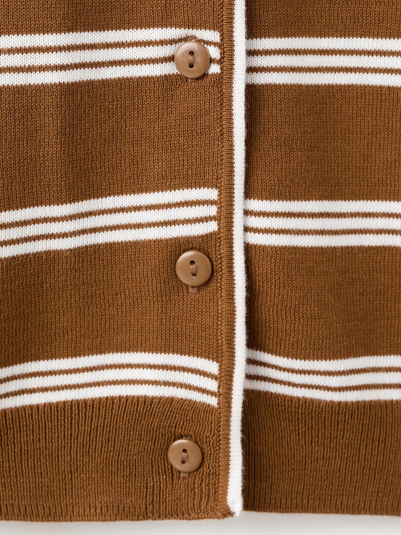 Image 4 of 5 of Mango Cardigan With Shirt Collar - Brown