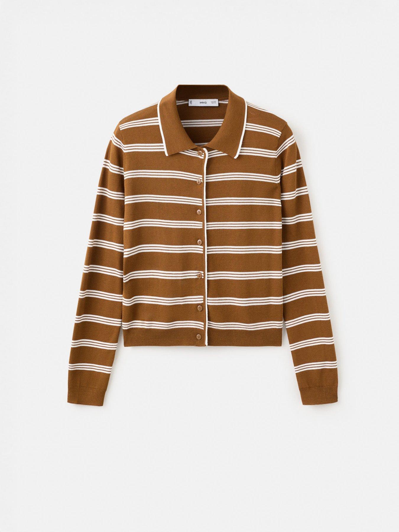 Image 5 of 5 of Mango Cardigan With Shirt Collar - Brown