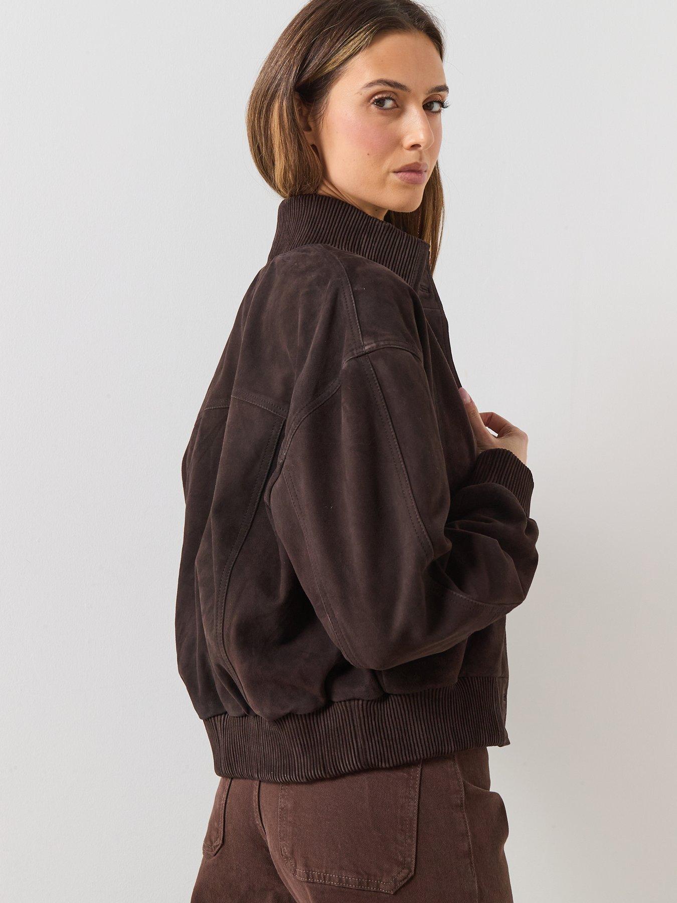 Image 2 of 6 of Mango Buttoned Suede Jacket - Brown
