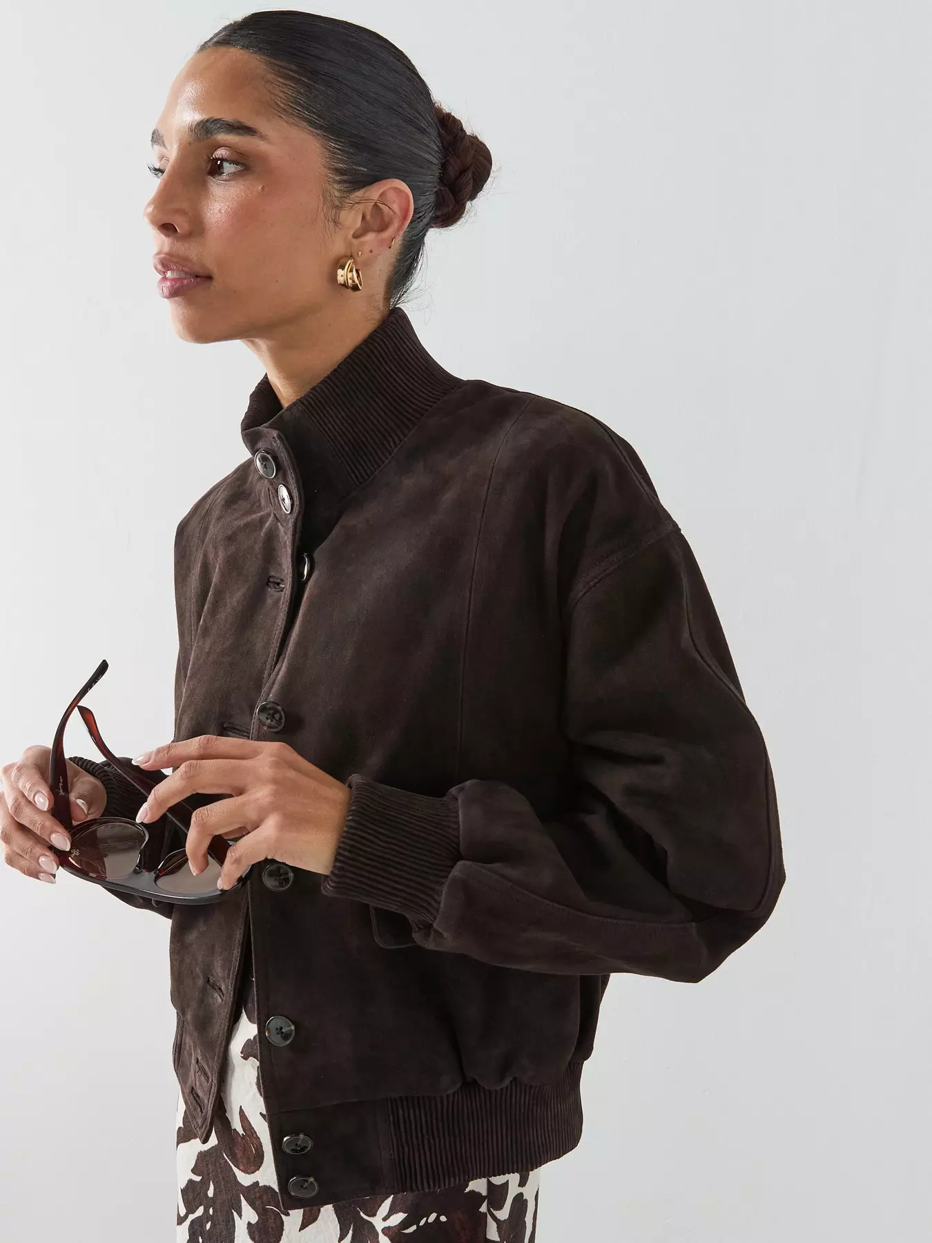 high street chocolate brown suede jacket for women
