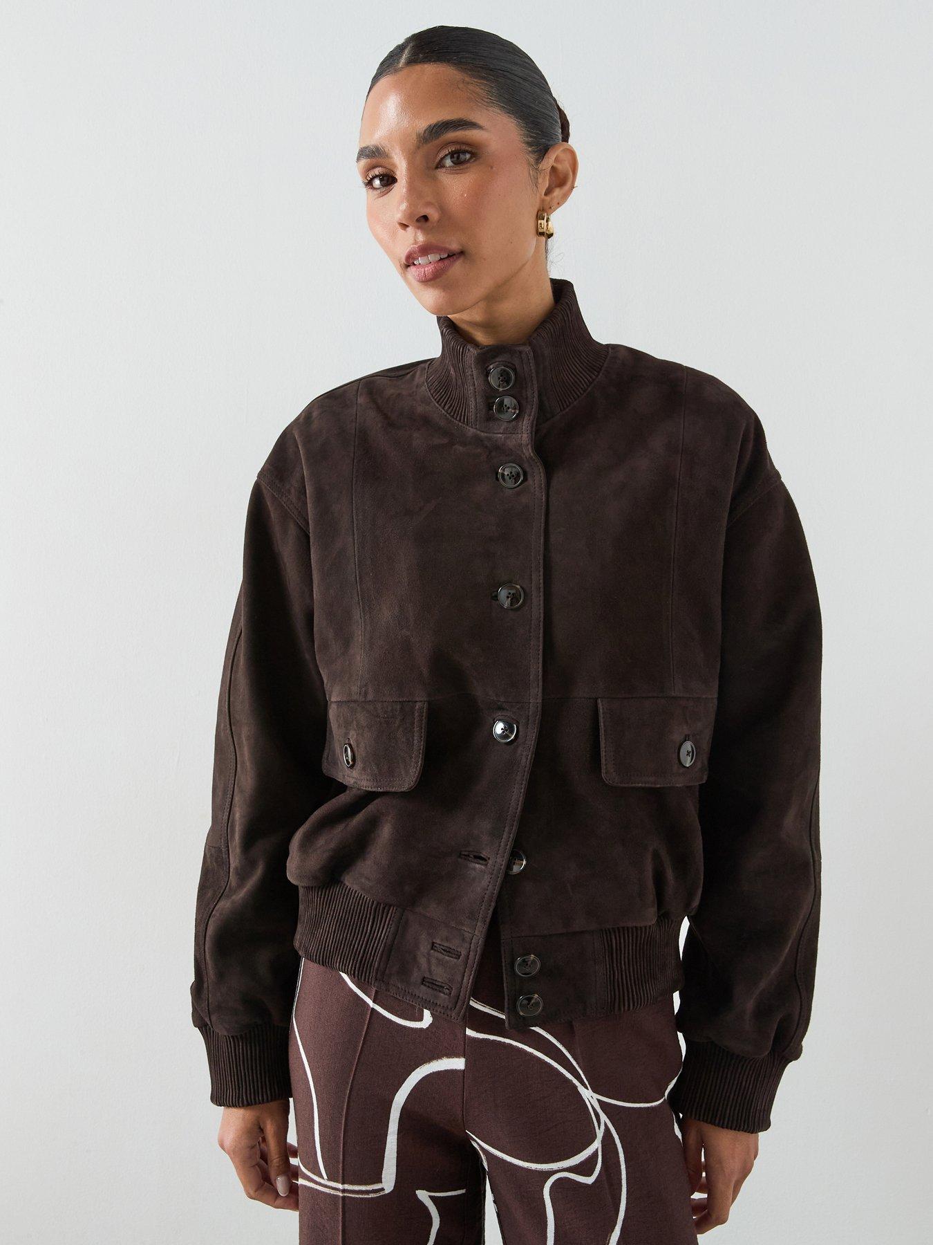 Image 5 of 6 of Mango Buttoned Suede Jacket - Brown