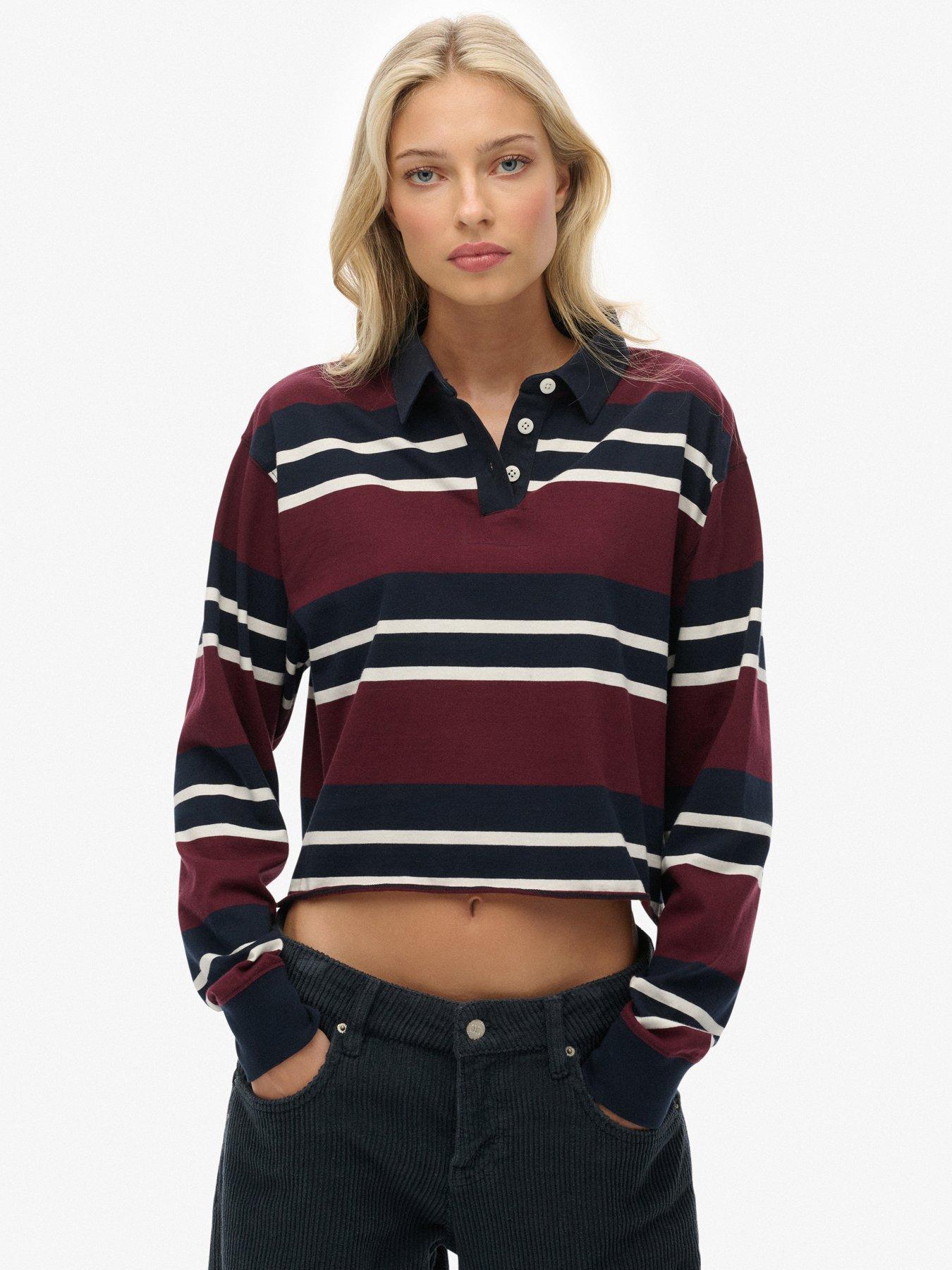 Superdry Athletic Essentials Cropped Stripe Rugby Top