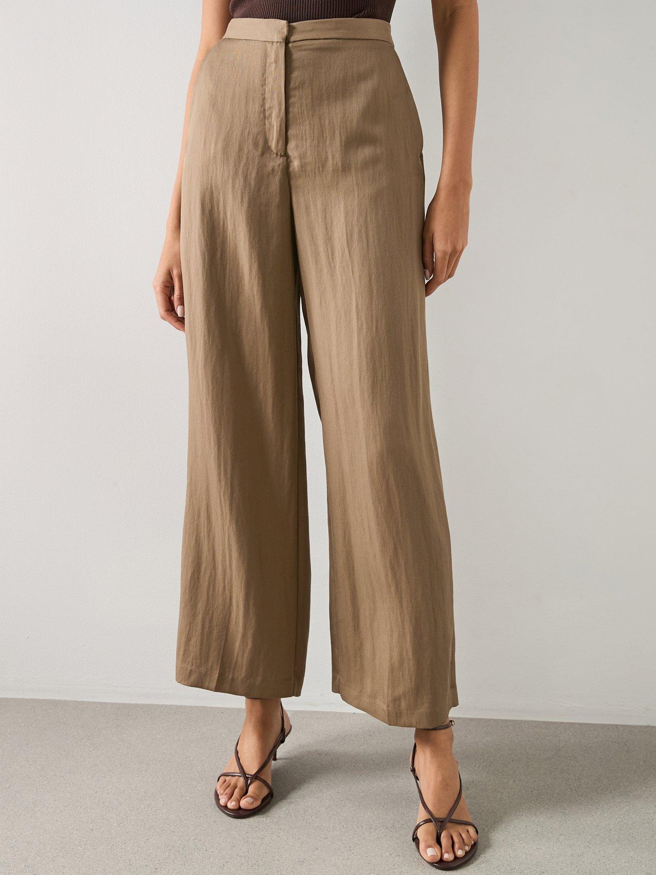 Mango High Waisted Lyocell Trousers - Khaki