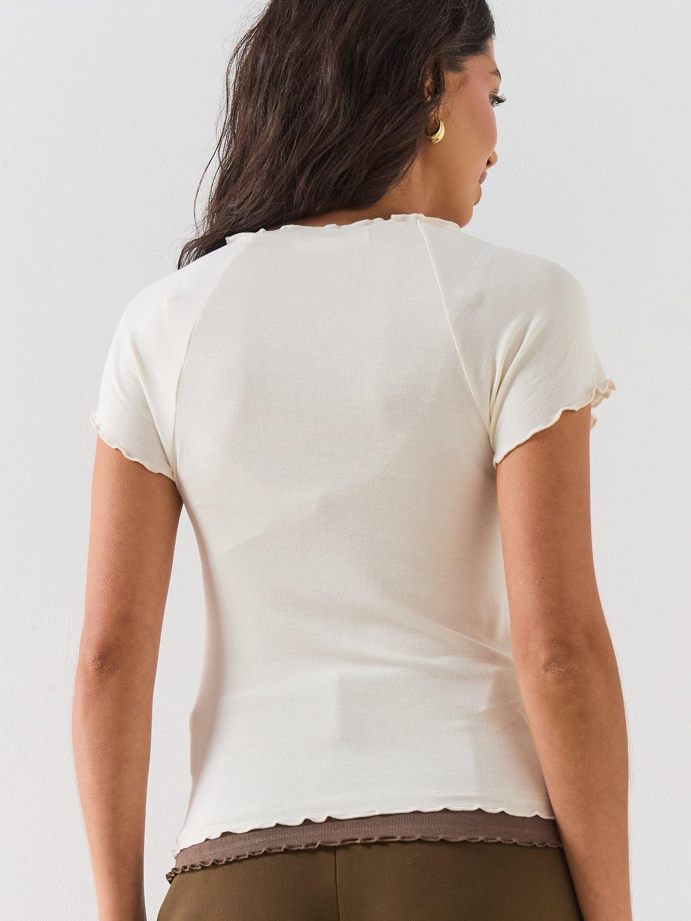 Image 2 of 6 of Mango Contrasting T-shirt - Beige