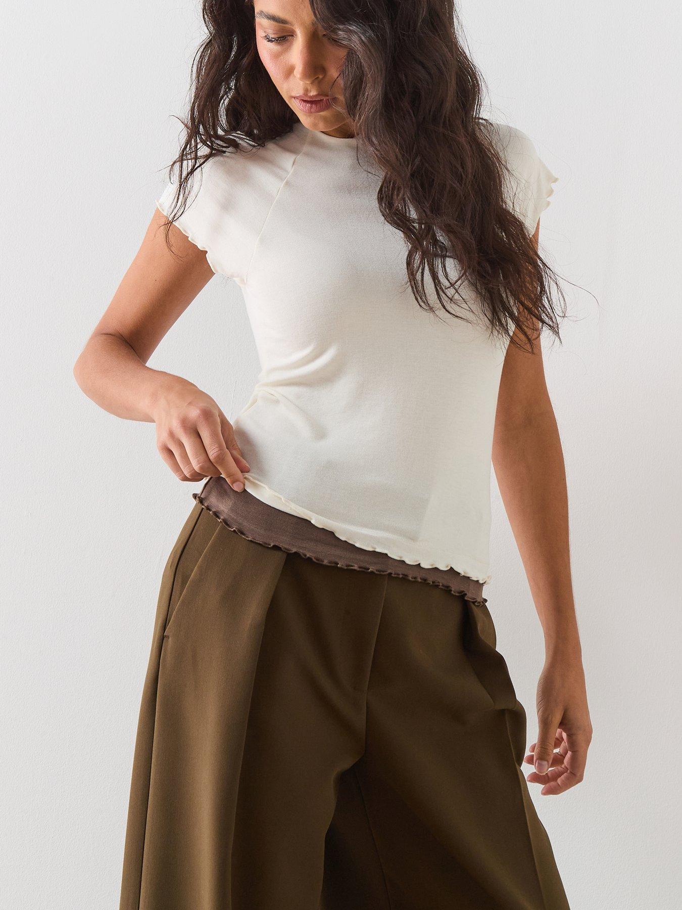 Image 4 of 6 of Mango Contrasting T-shirt - Beige