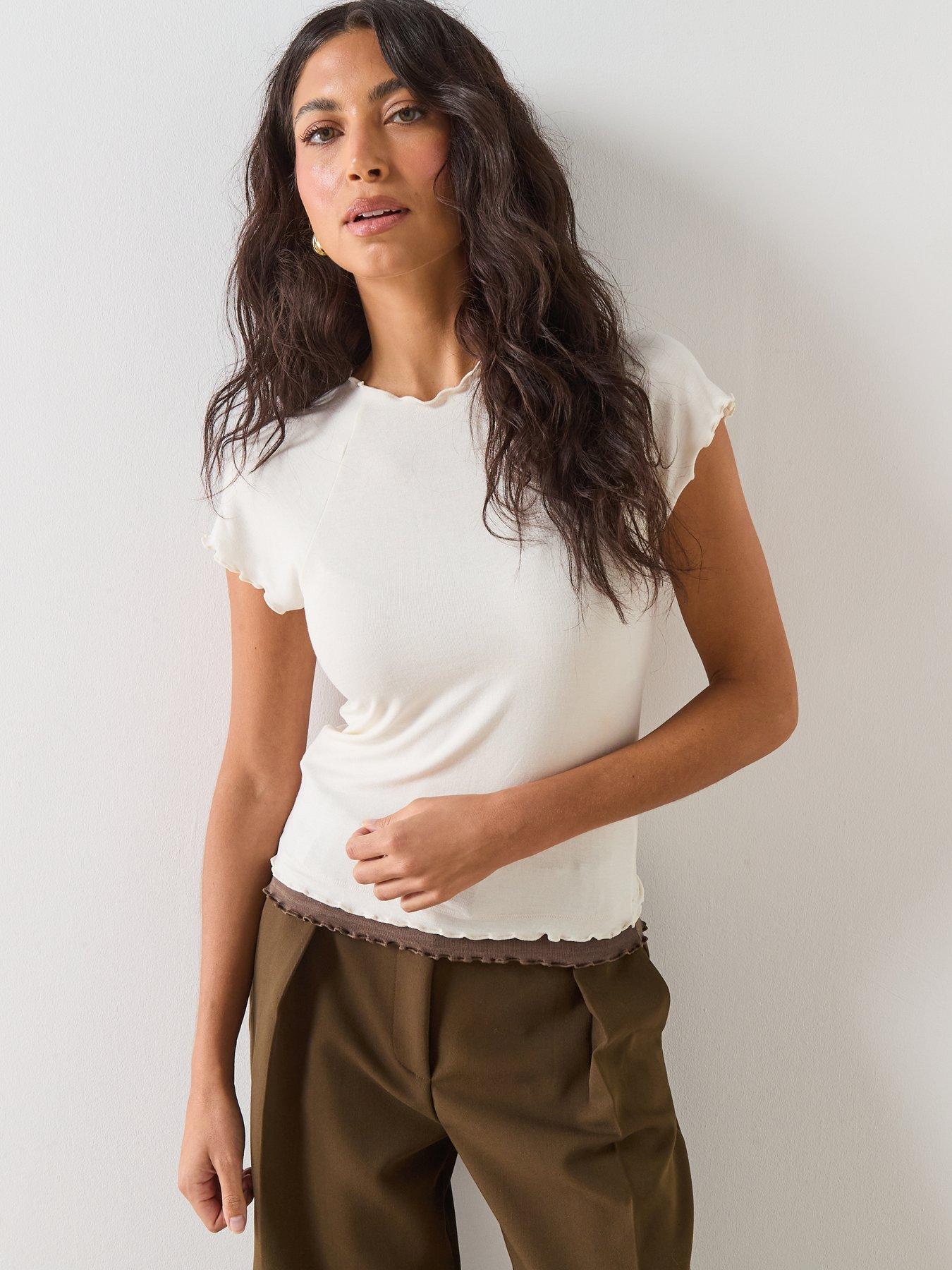 Image 5 of 6 of Mango Contrasting T-shirt - Beige