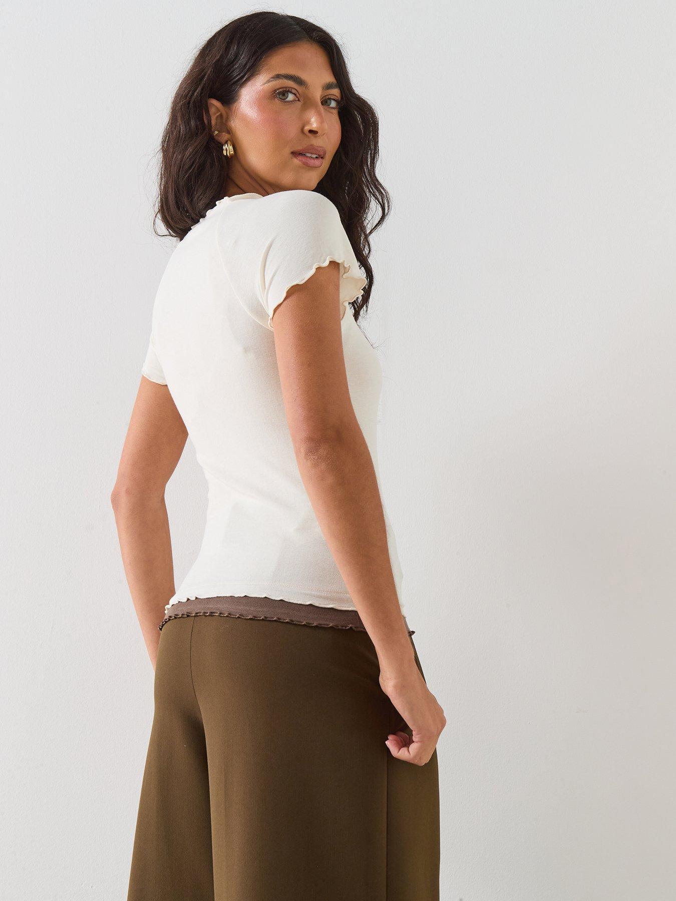 Image 6 of 6 of Mango Contrasting T-shirt - Beige