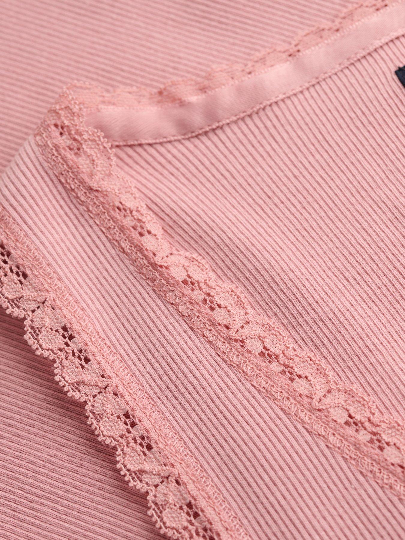 Image 6 of 6 of Superdry Vintage Lace Trim Vest - Pink