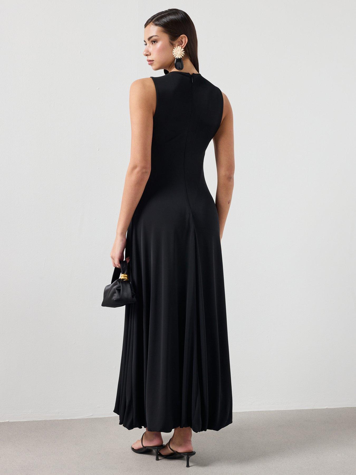Image 2 of 6 of Mango Flared Cotton Maxi Dress - Black