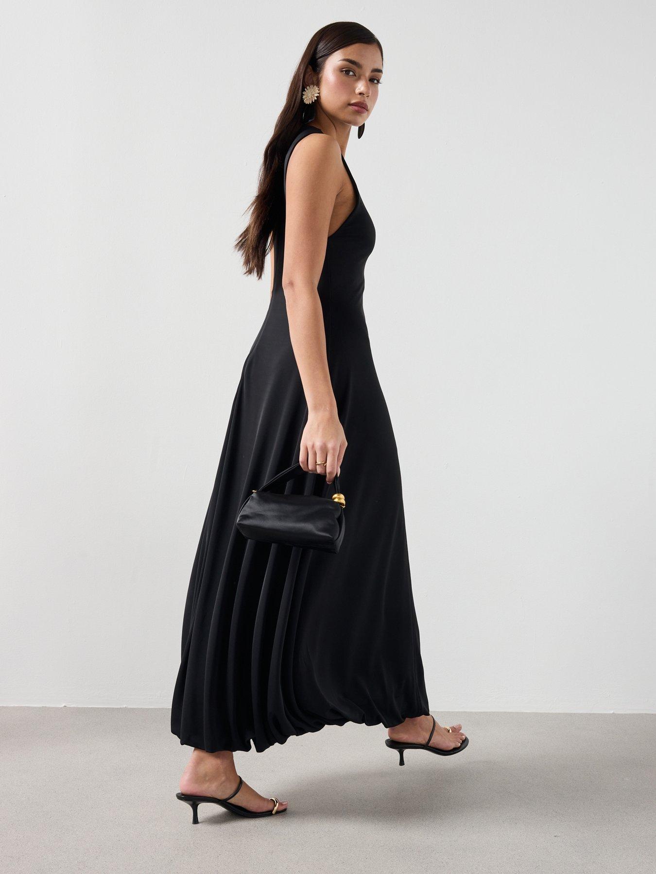 Image 5 of 6 of Mango Flared Cotton Maxi Dress - Black