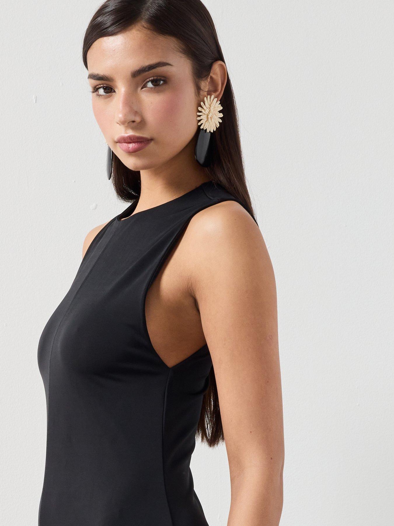 Image 6 of 6 of Mango Flared Cotton Maxi Dress - Black