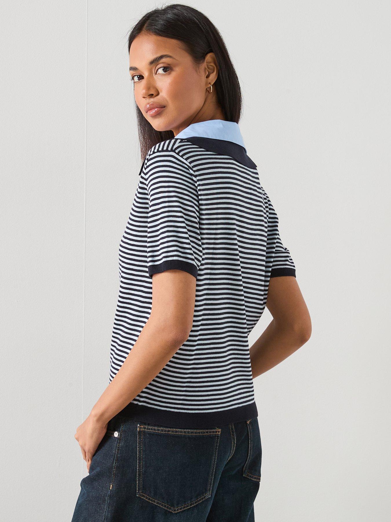 Image 2 of 6 of Mango Knitted Jumper With Combined Collar - Blue
