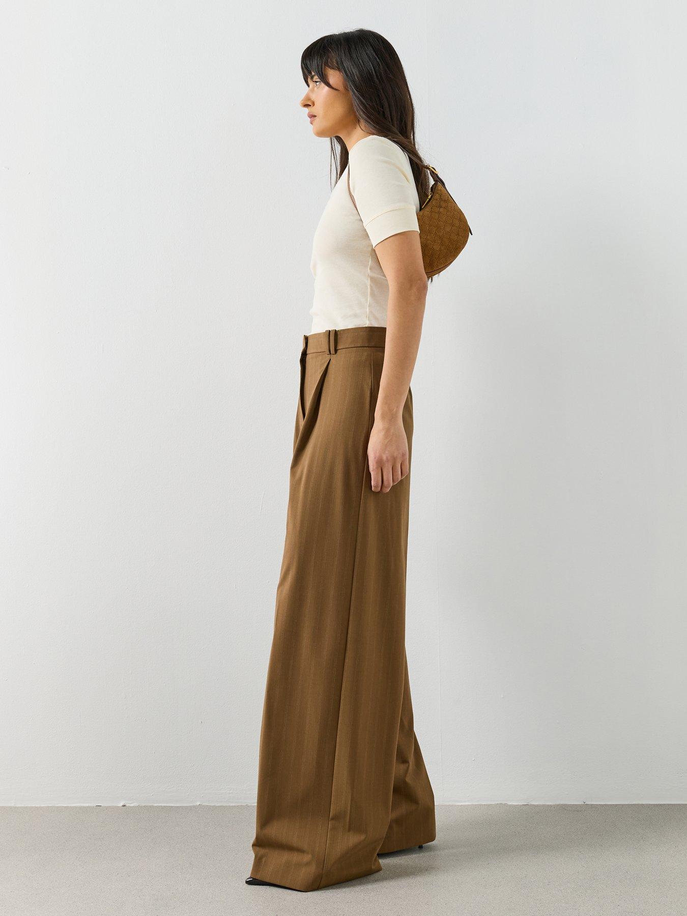 Image 3 of 6 of Mango Pinstripe Suit Trousers - Brown