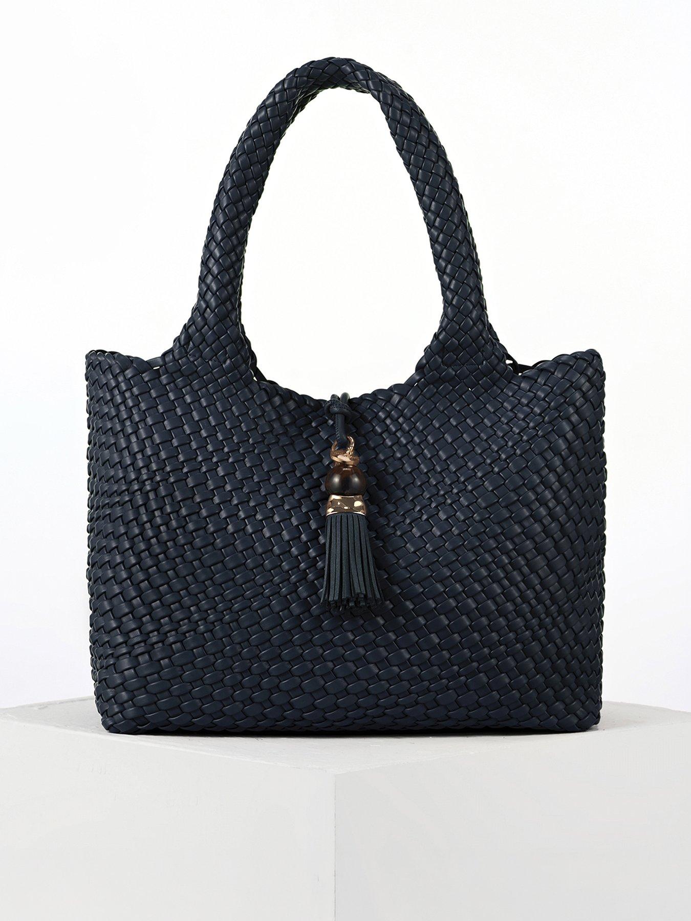 Luella Grey Saskia Large Large Woven Tote In Navy