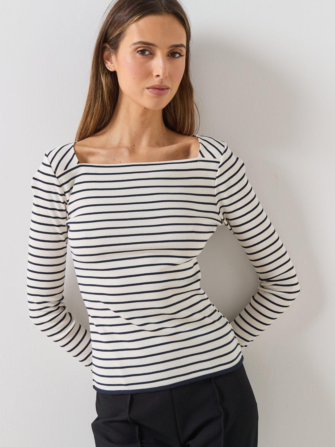 Mango Cotton Boat Neck T-shirt - White