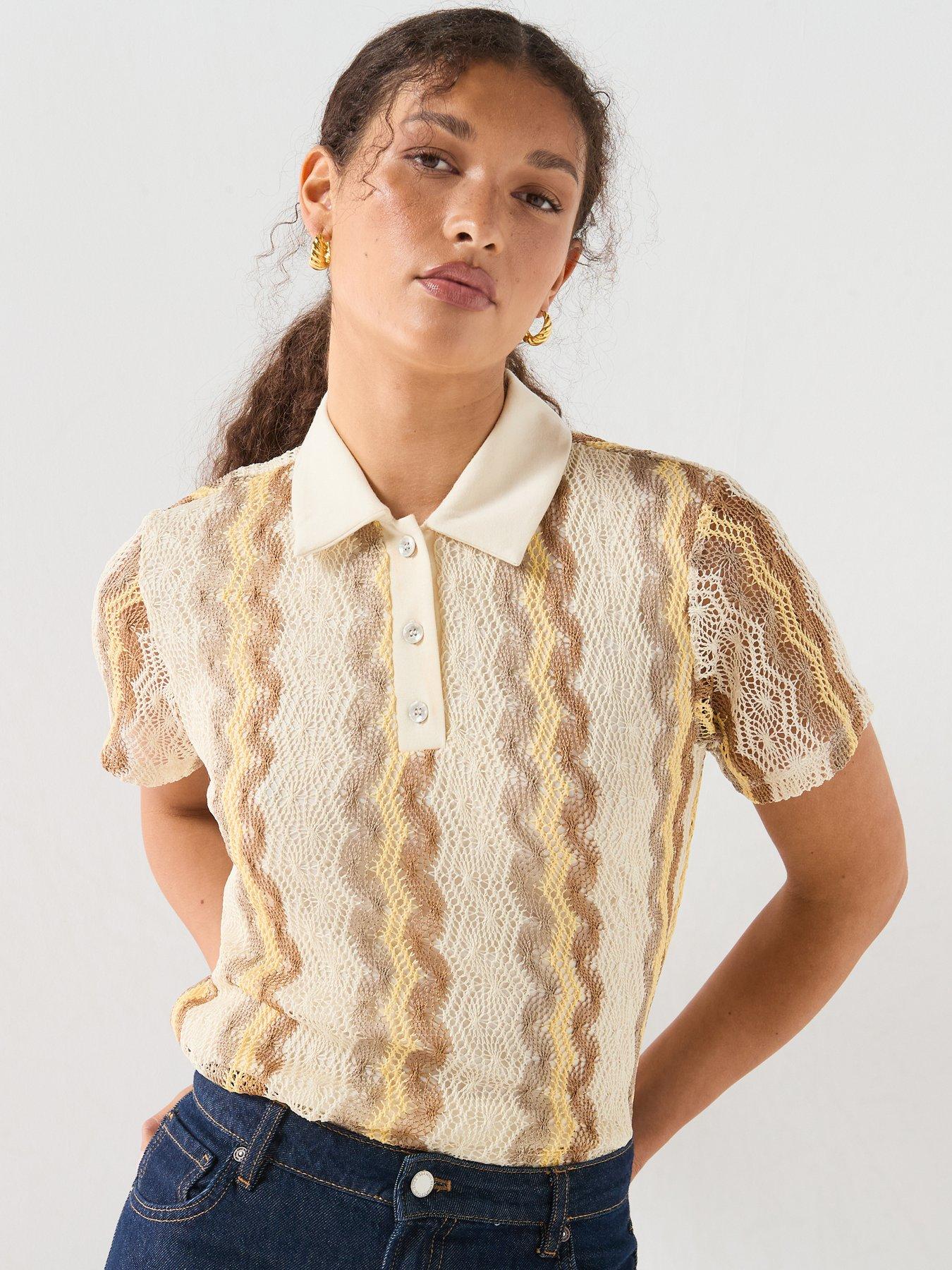 Image 1 of 6 of Vero Moda Vmteresa Short Sleeve Polo Top Jrs Ga - Grey