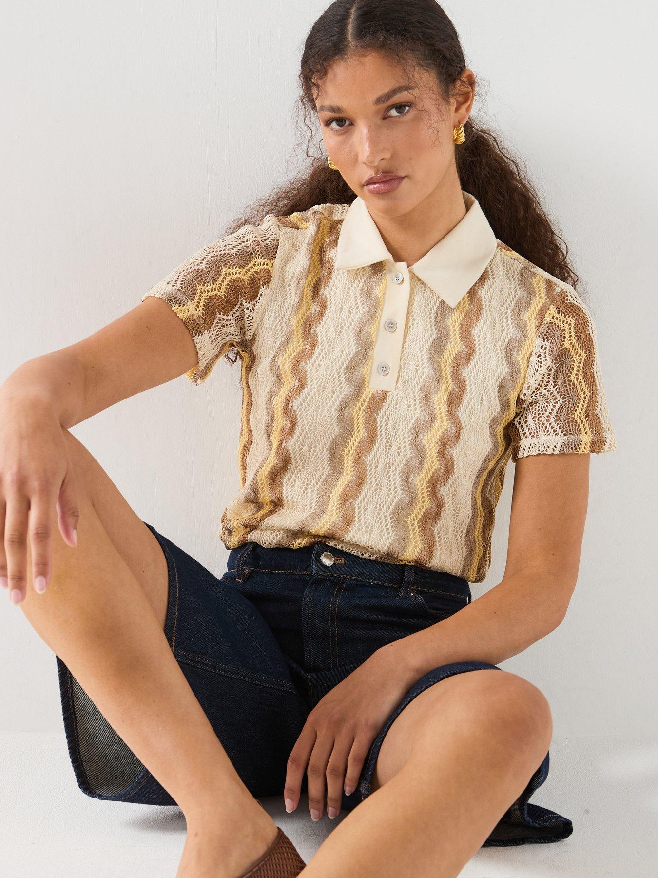 Image 5 of 6 of Vero Moda Vmteresa Short Sleeve Polo Top Jrs Ga - Grey