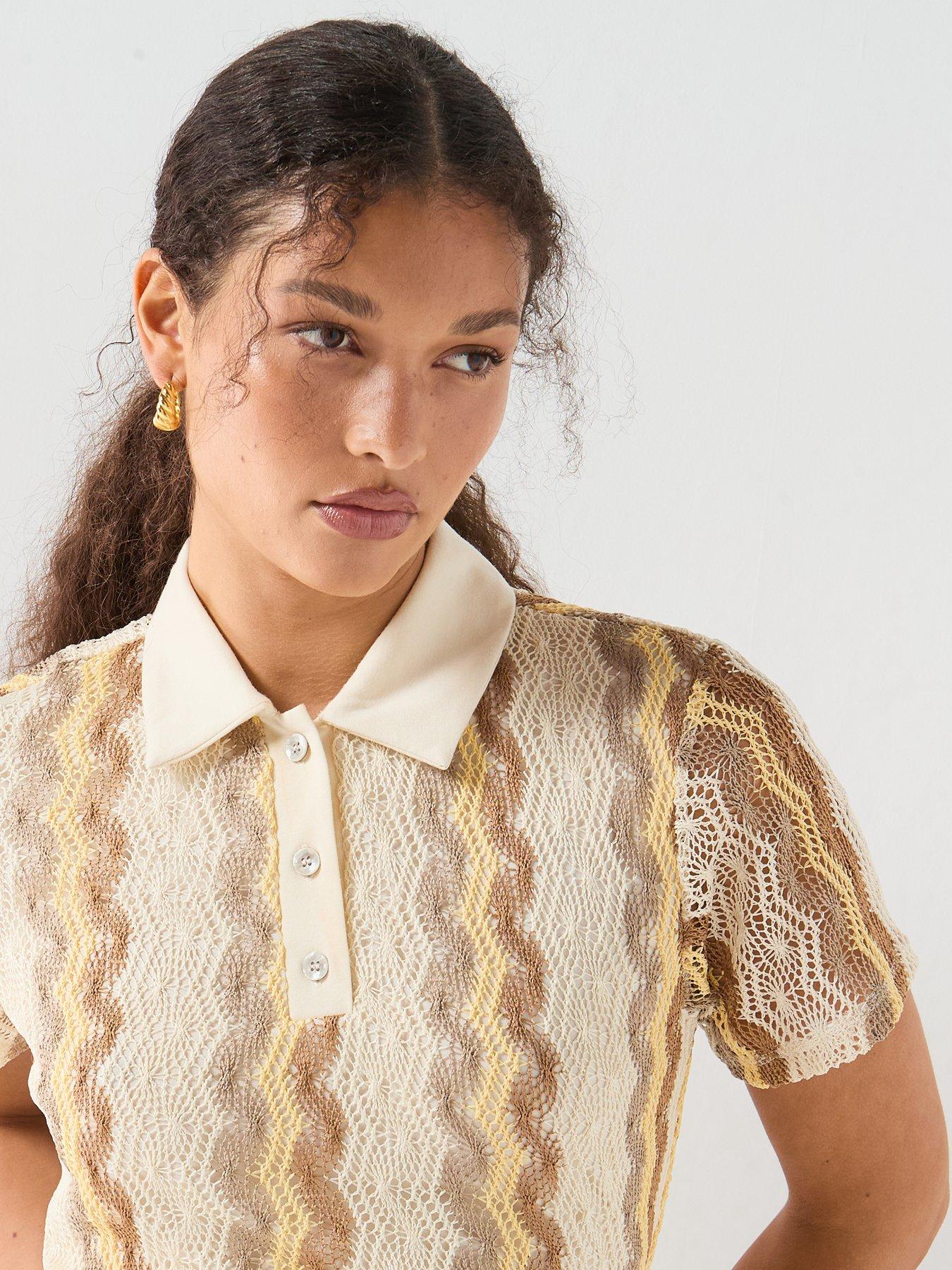 Image 6 of 6 of Vero Moda Vmteresa Short Sleeve Polo Top Jrs Ga - Grey