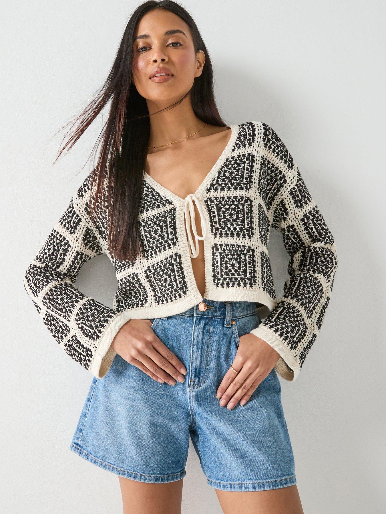 Only Onlloa Long Sleeve String Crochet Cardigan - Birch