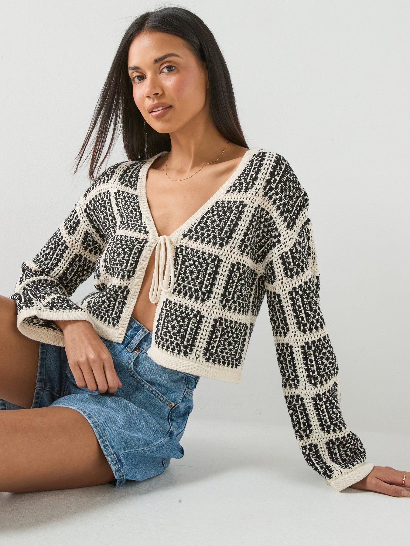 Image 5 of 6 of Only Onlloa Long Sleeve String Crochet Cardigan - Birch