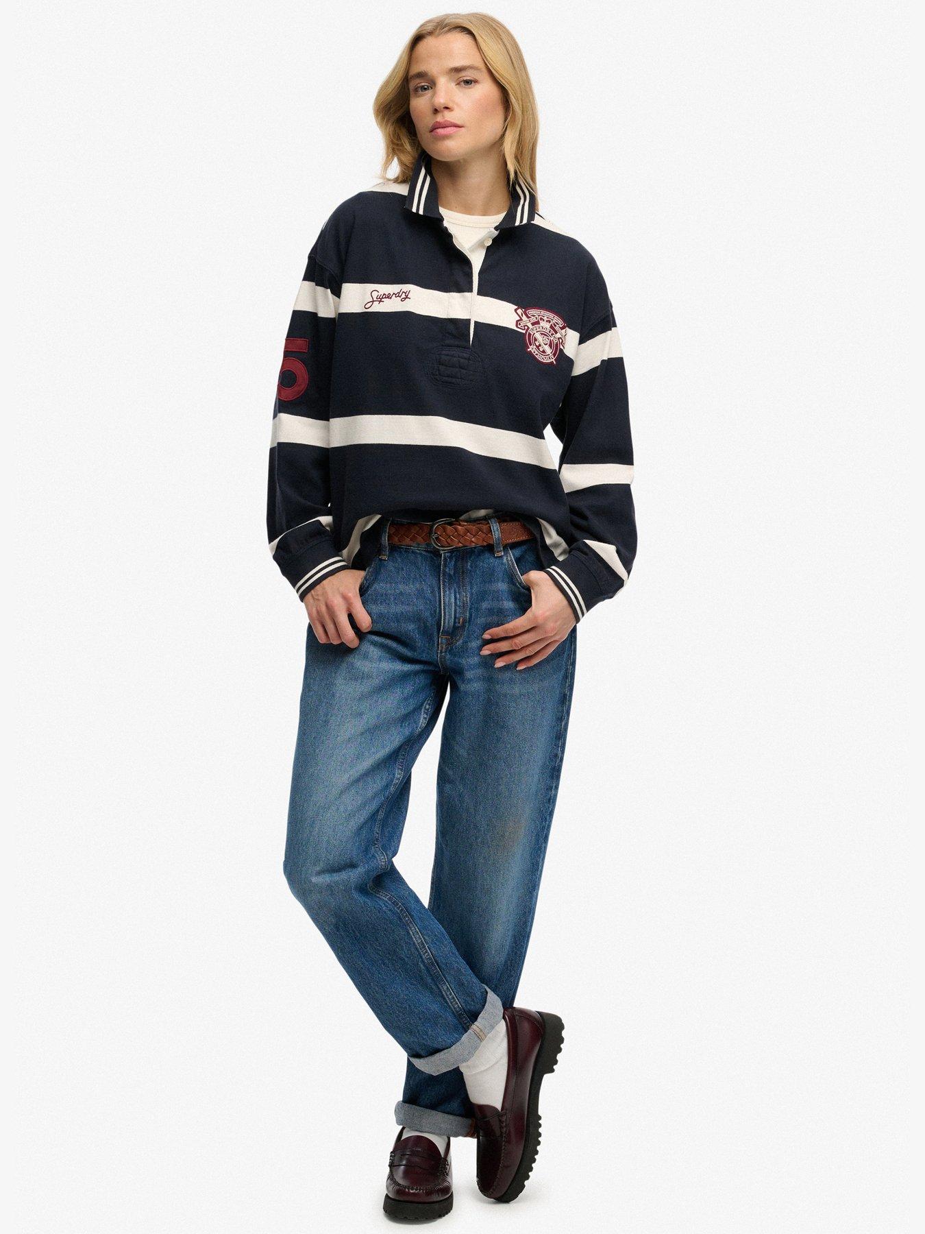 Image 3 of 5 of Superdry Crest Stripe Rugby Top - Blue