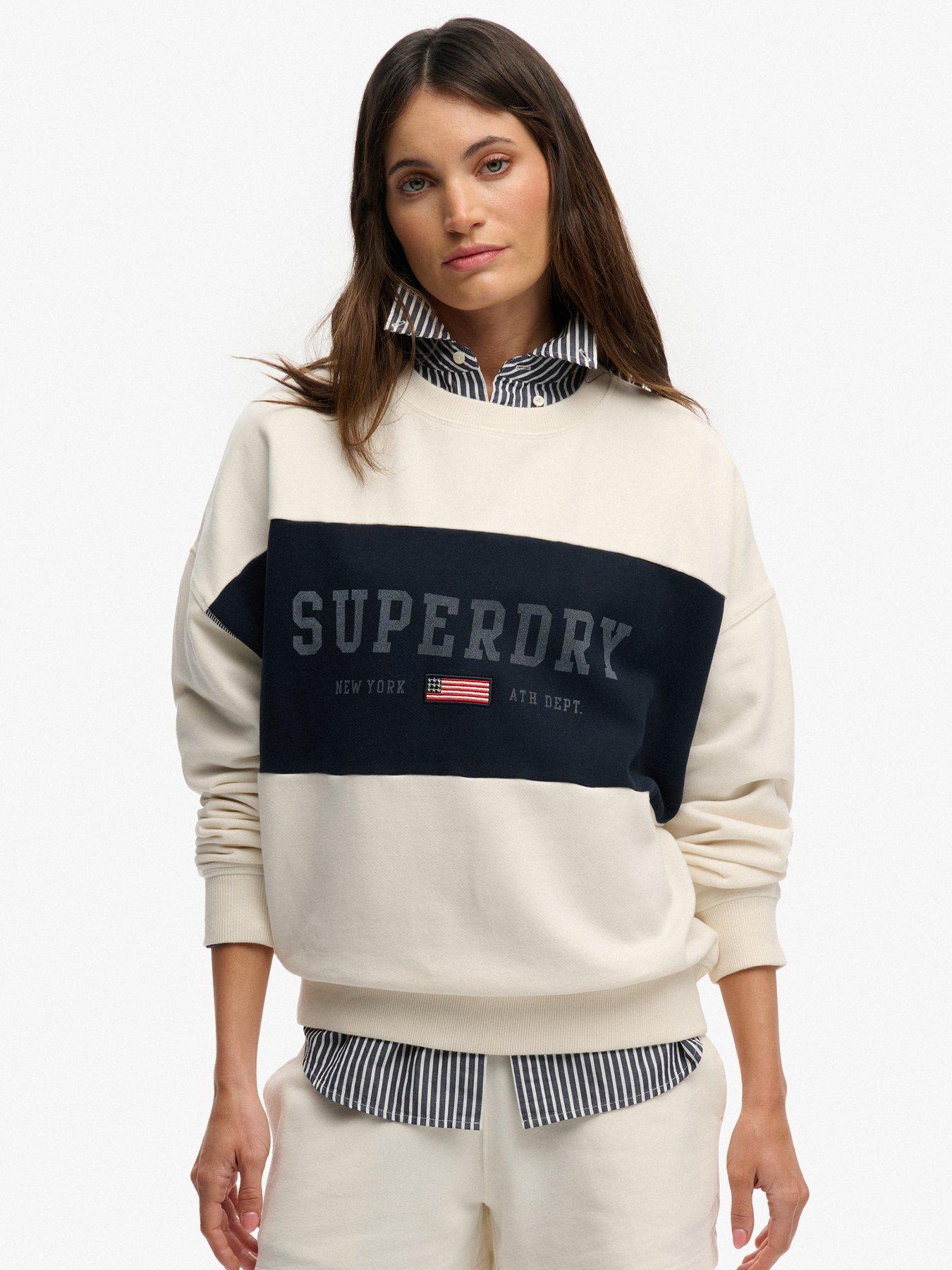 Superdry Athletic Essentials Flag Embroidered Relaxed Sweatshirt - White