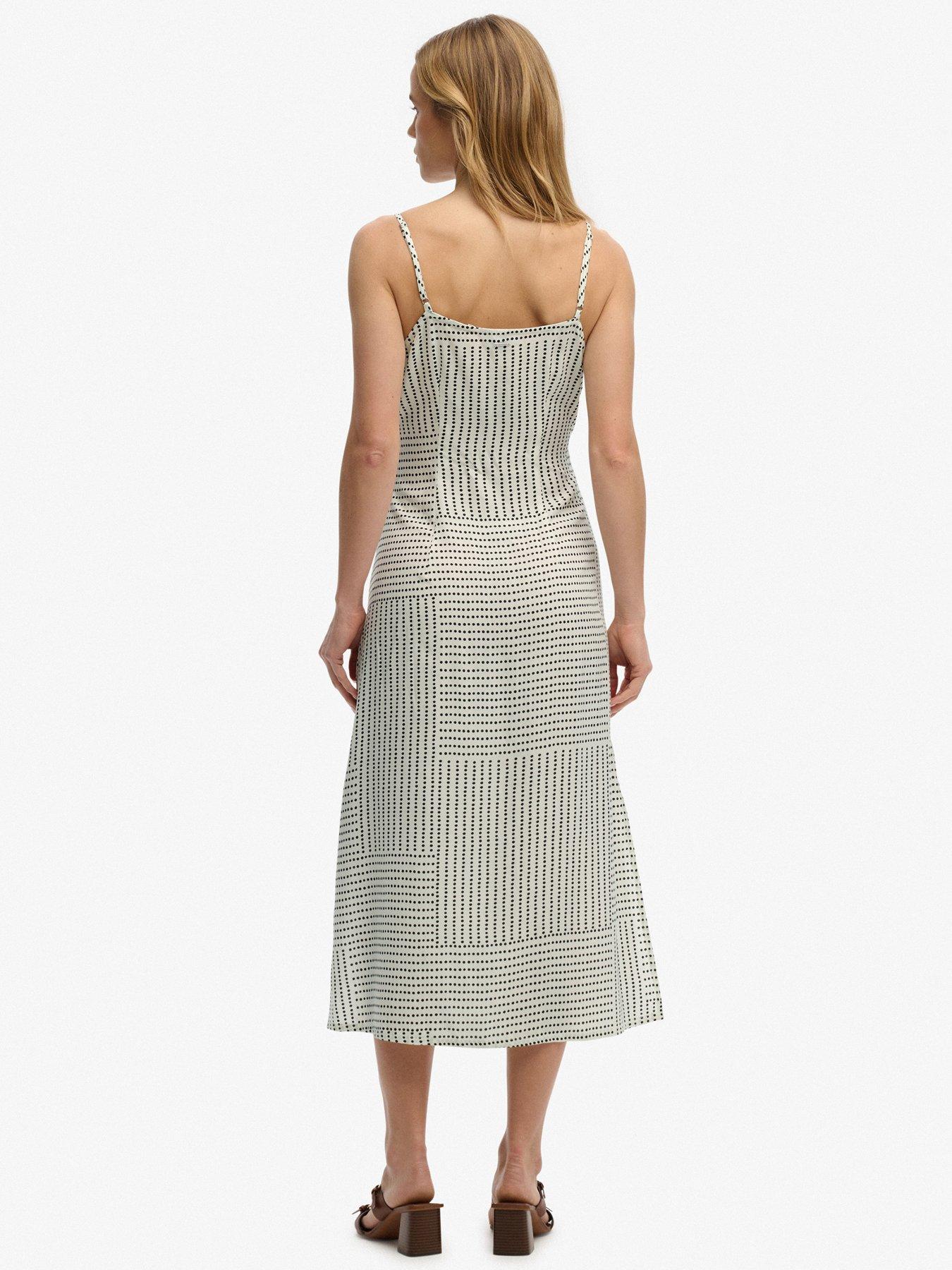 Image 2 of 7 of Superdry Print Button Down Cami Midi Dress - White