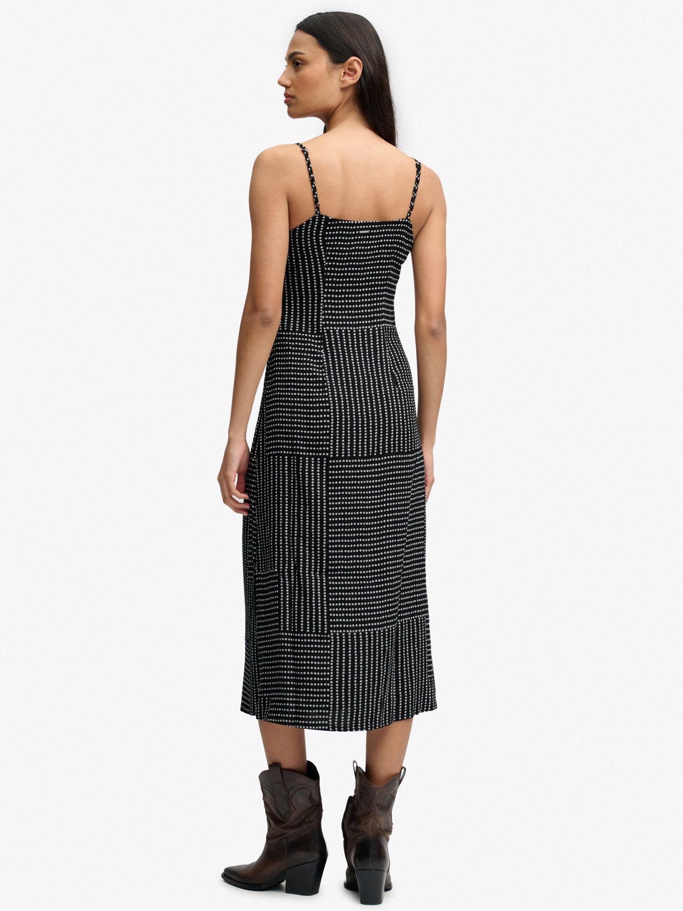 Image 2 of 6 of Superdry Print Button Down Cami Midi Dress - Black