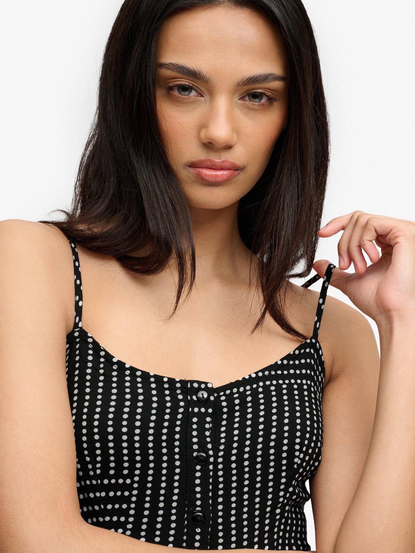Image 4 of 6 of Superdry Print Button Down Cami Midi Dress - Black