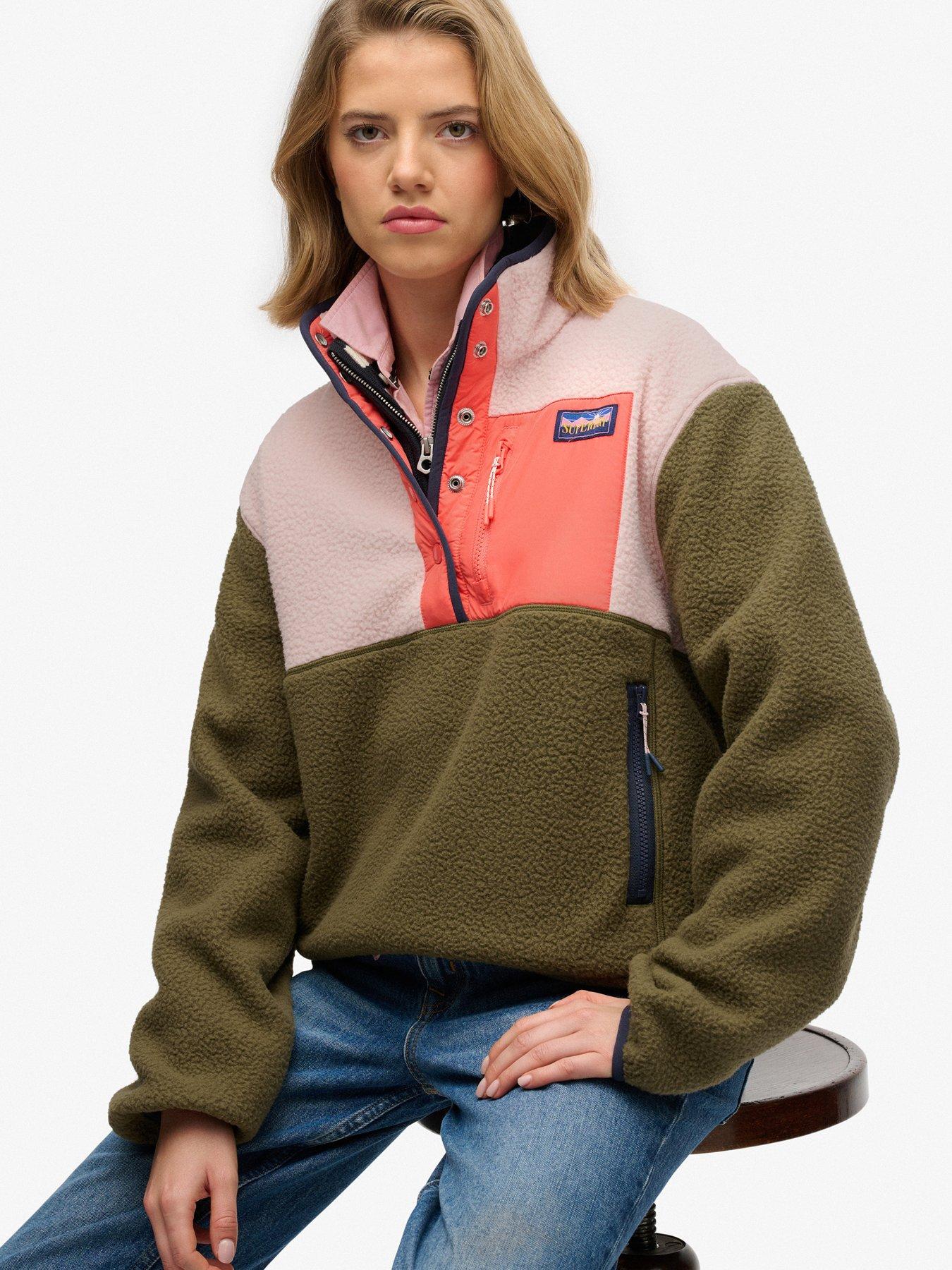 Image 5 of 5 of Superdry Colour Block Fleece Pull Over - Green