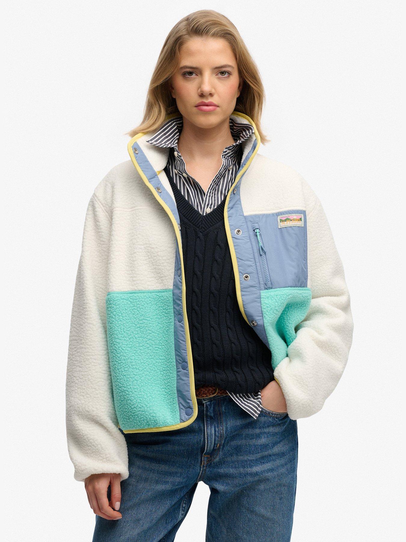 Superdry Colour Block Fleece Jacket - White