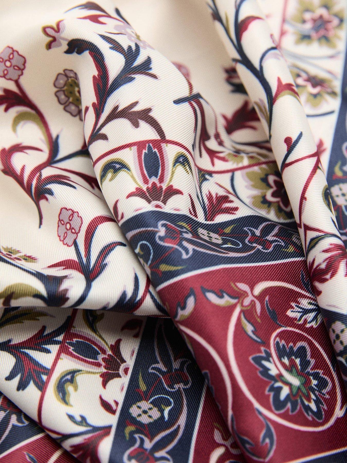 Image 2 of 3 of Mango Printed Satin Scarf - Navy
