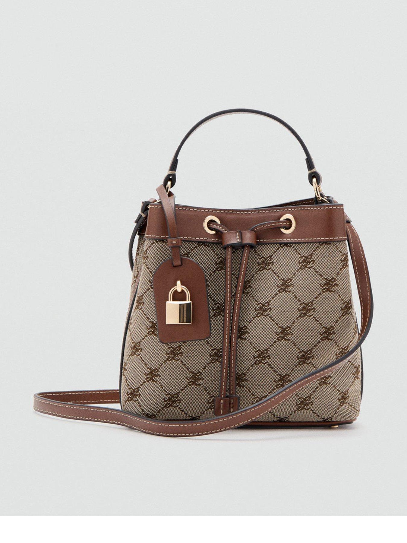 Image 1 of 4 of Mango Bucket Bag With Printed Logo - Brown