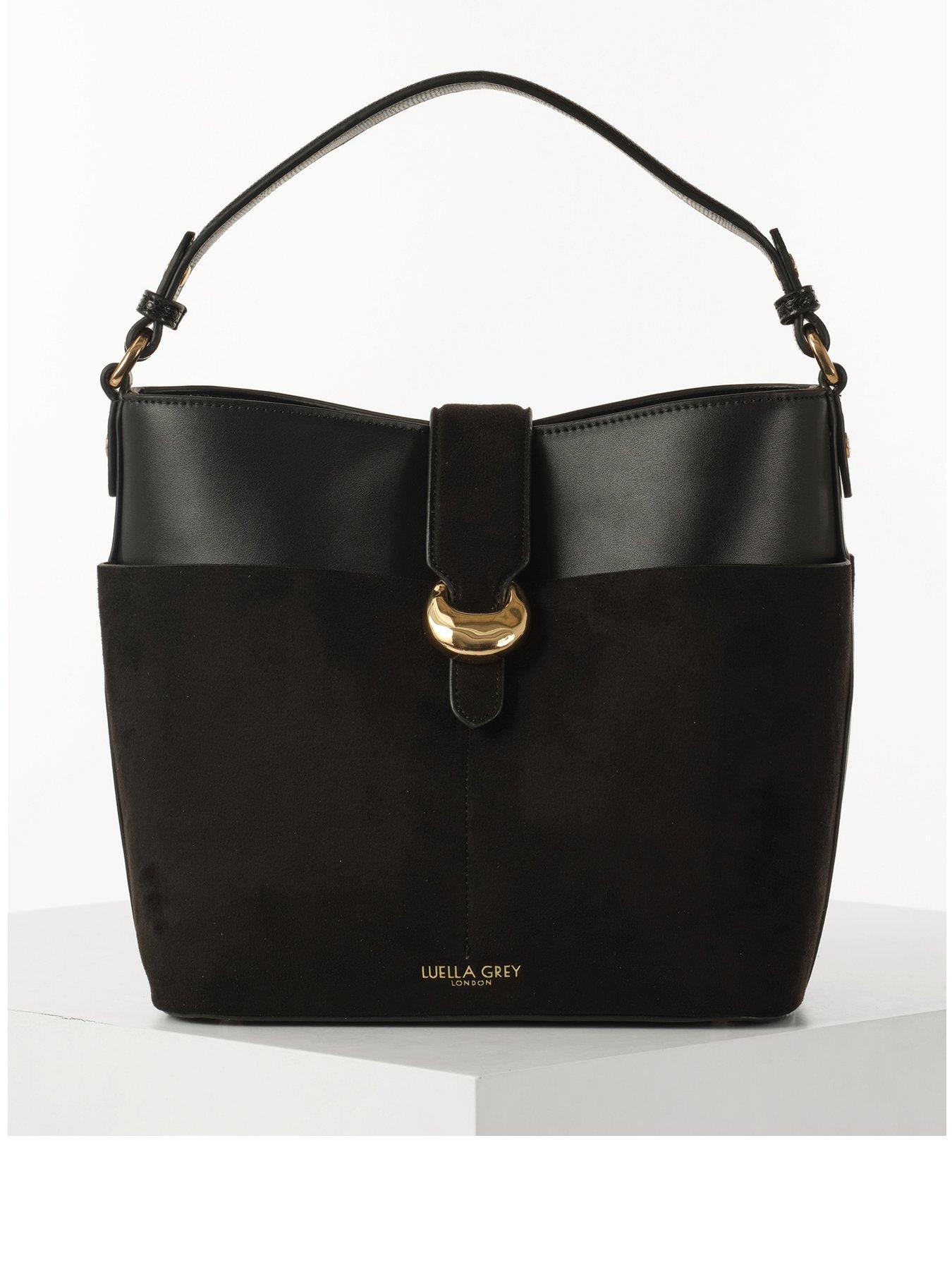 Luella Grey Indra Medium Bucket Crossbody In Black