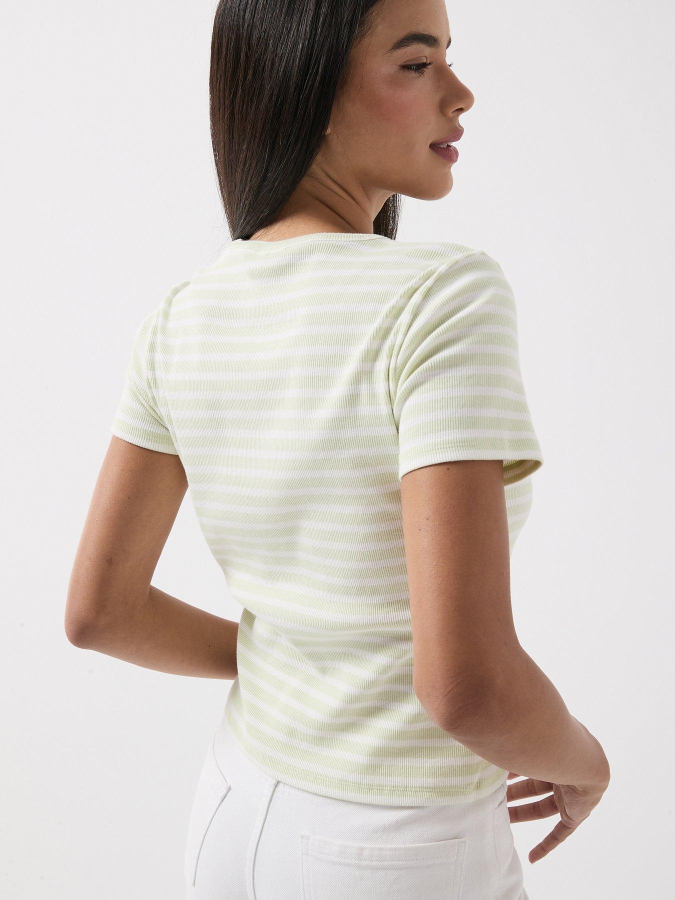 Image 2 of 6 of JDY Jdysolar Short Sleeve O-Neck Stripe Top - Green