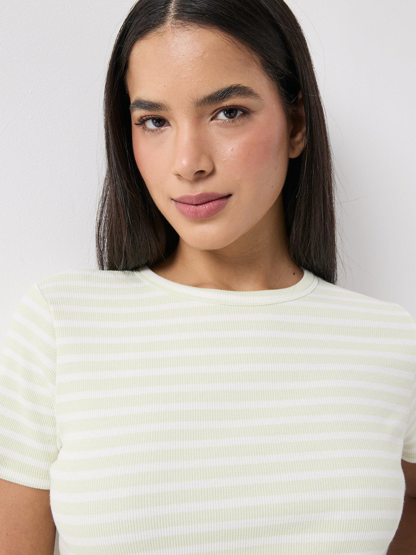 Image 4 of 6 of JDY Jdysolar Short Sleeve O-Neck Stripe Top - Green