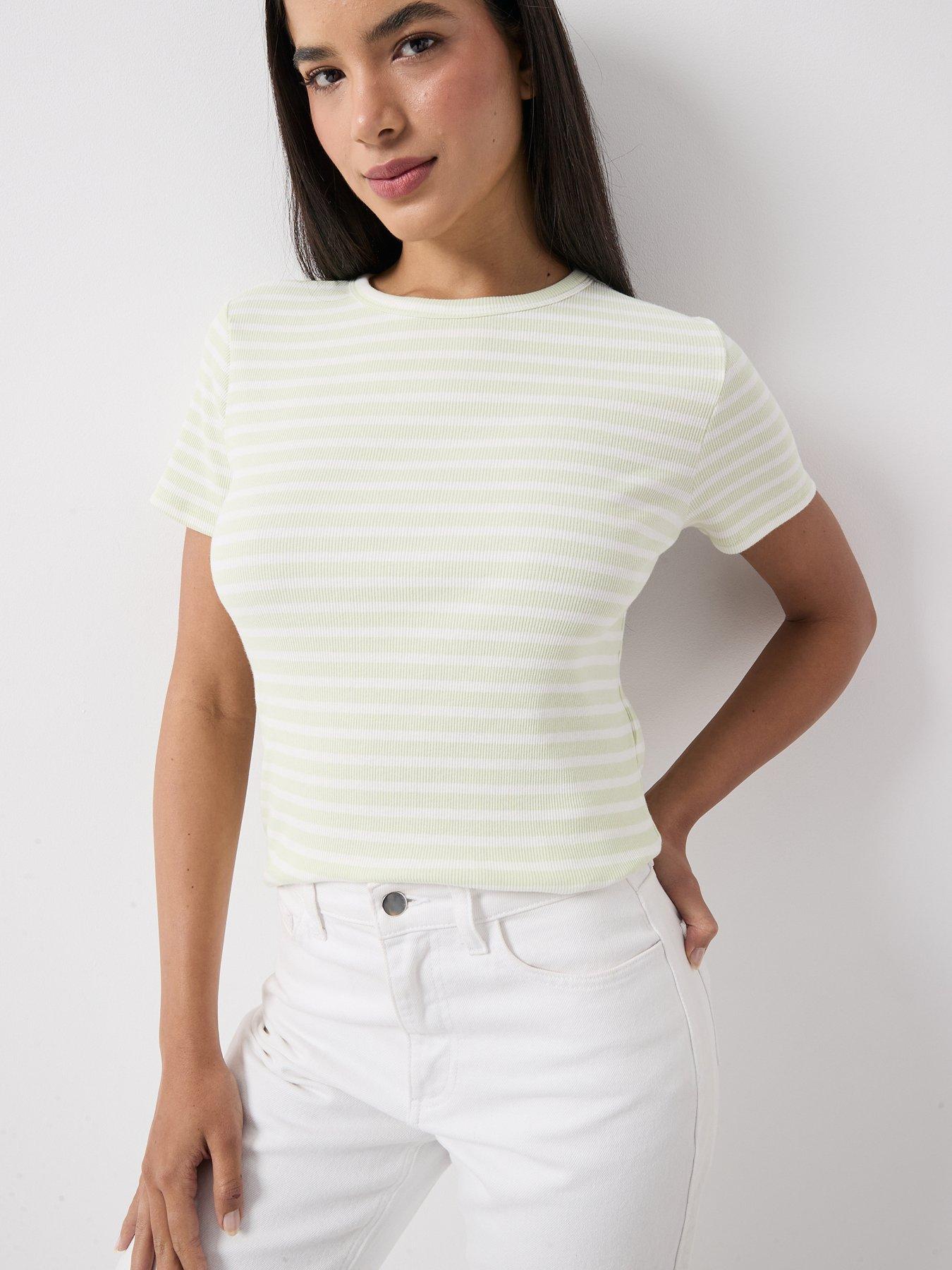 Image 5 of 6 of JDY Jdysolar Short Sleeve O-Neck Stripe Top - Green