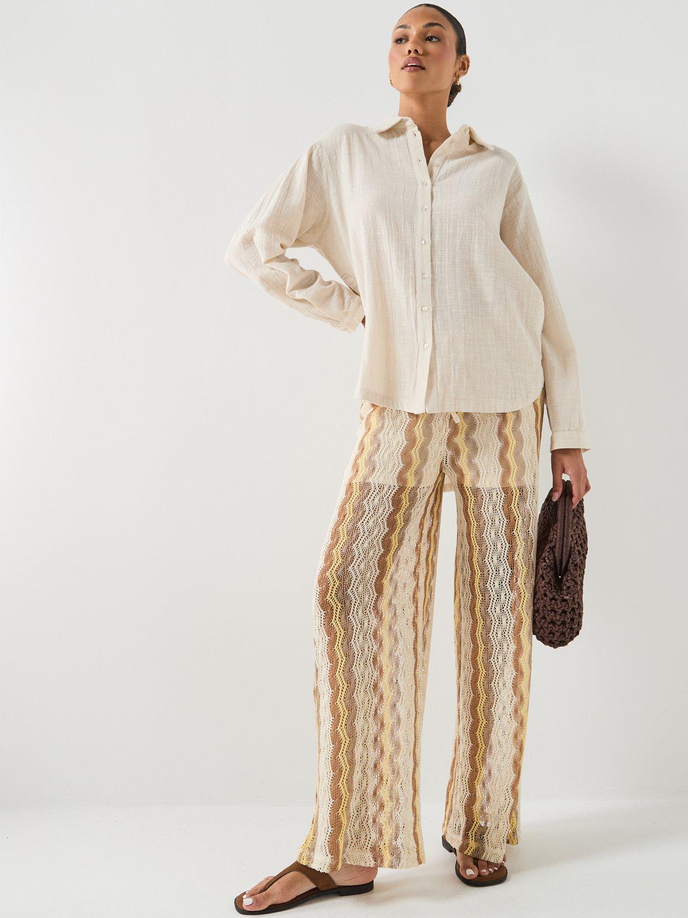 Image 3 of 5 of Vero Moda Wide Leg Pants- Beige