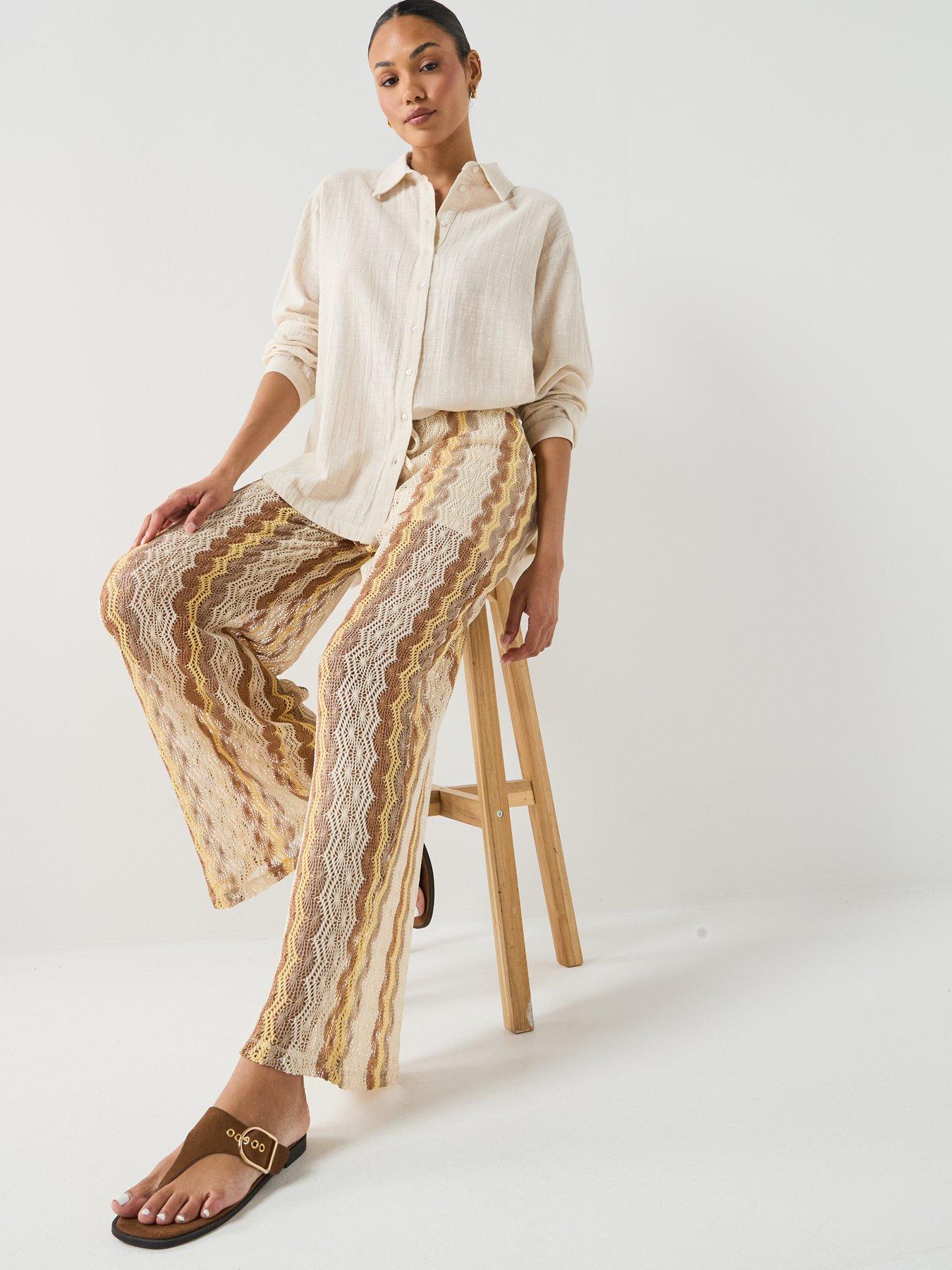 Image 5 of 5 of Vero Moda Wide Leg Pants- Beige