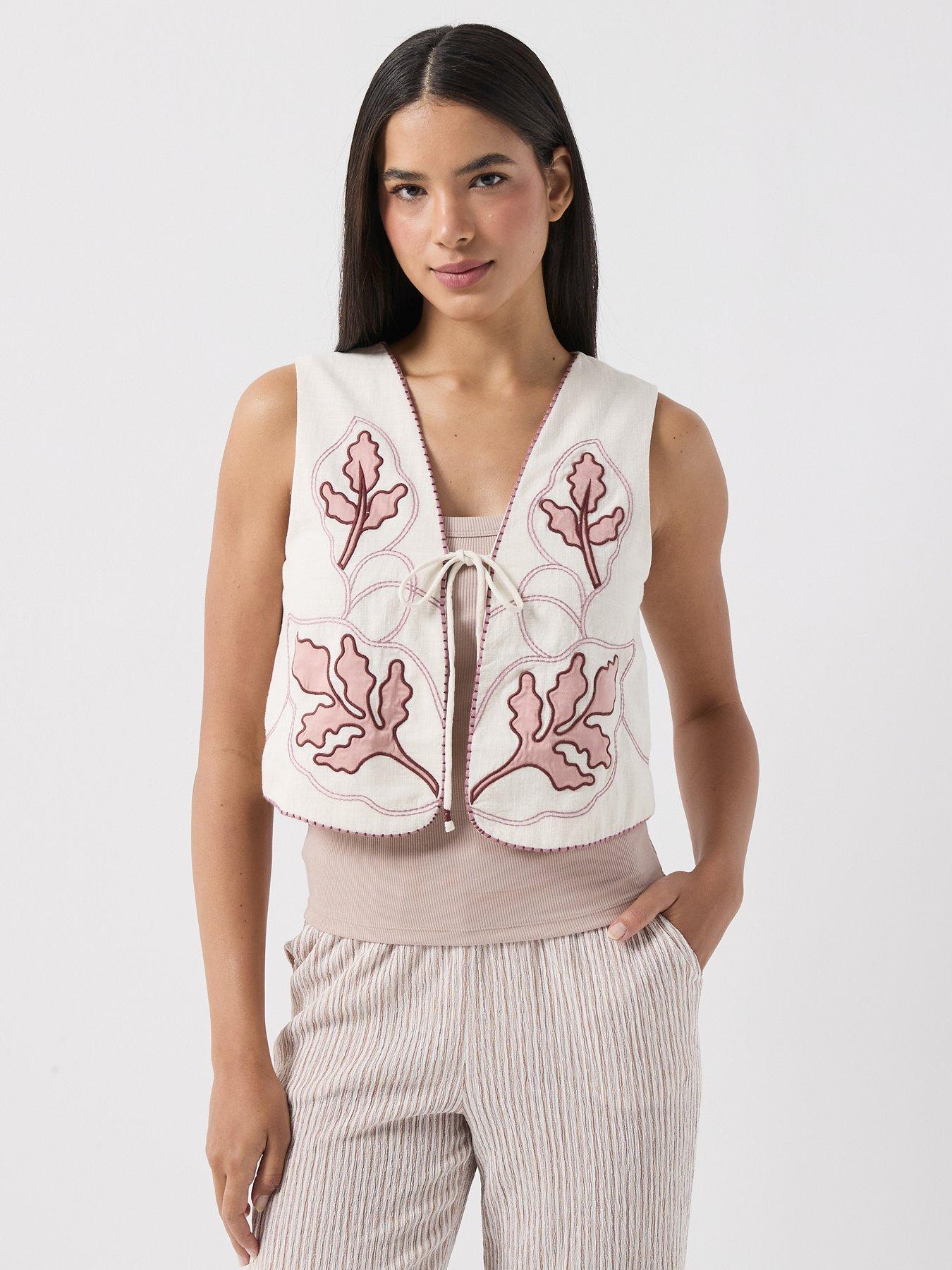 Vero Moda Jamila Embroidered Waistcoat, Birch, Size Xs, Women