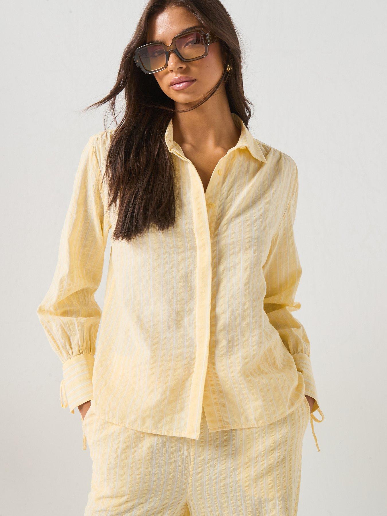 Vero Moda Vmelena Long Sleeve Stripe Shirt Wvn, Golden Haze, Size Xs, Women