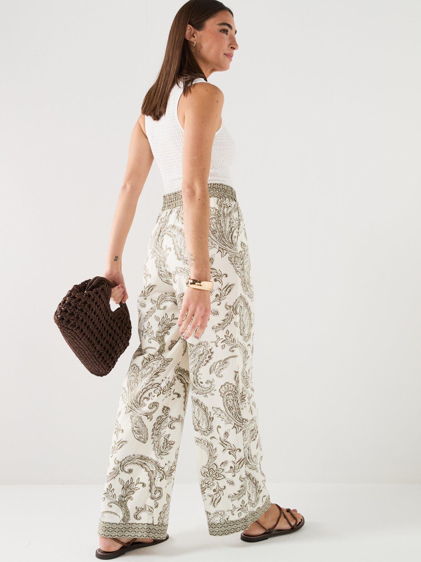 Image 2 of 6 of Only Onlliana Leya Paisley Print Trousers - Green