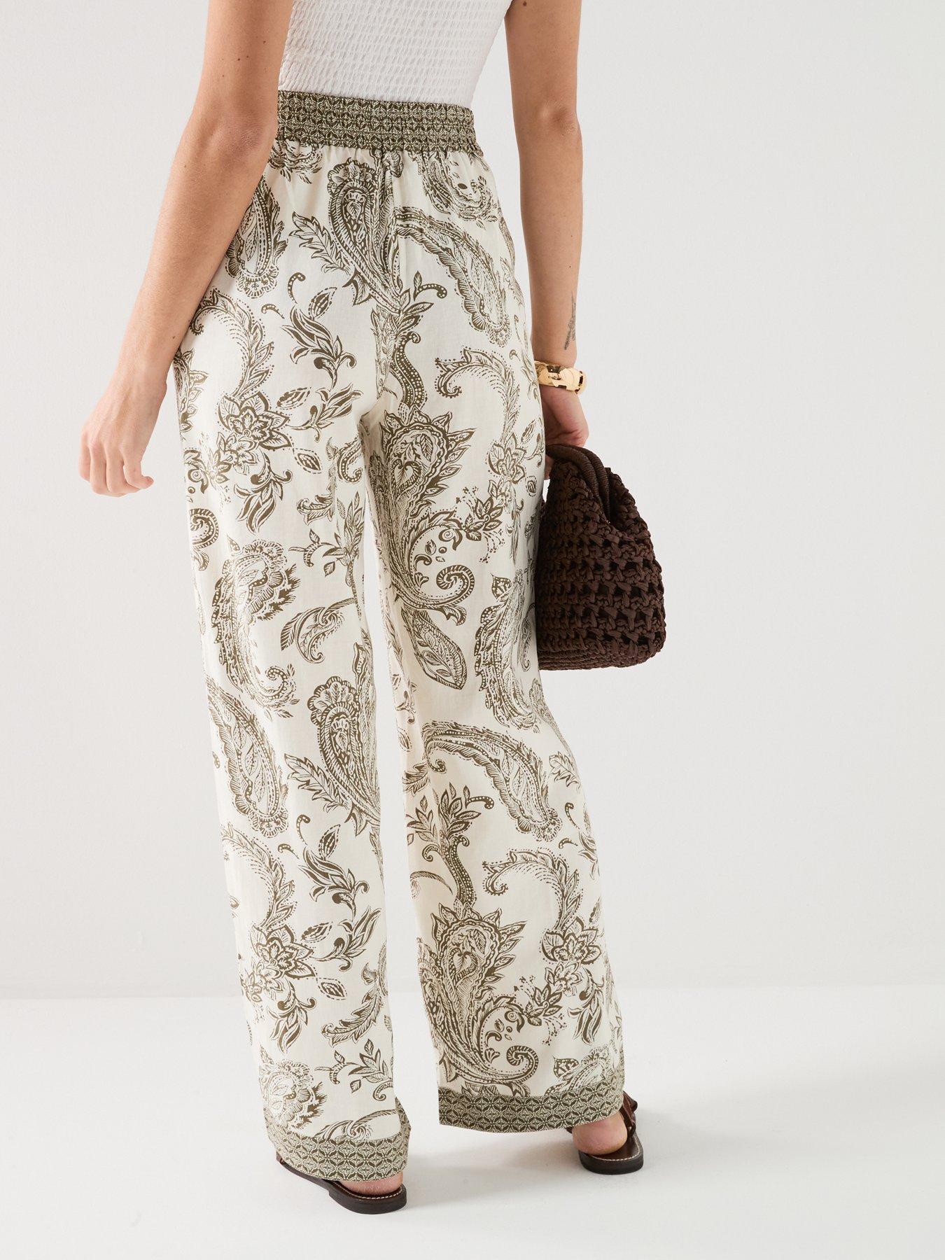 Image 5 of 6 of Only Onlliana Leya Paisley Print Trousers - Green