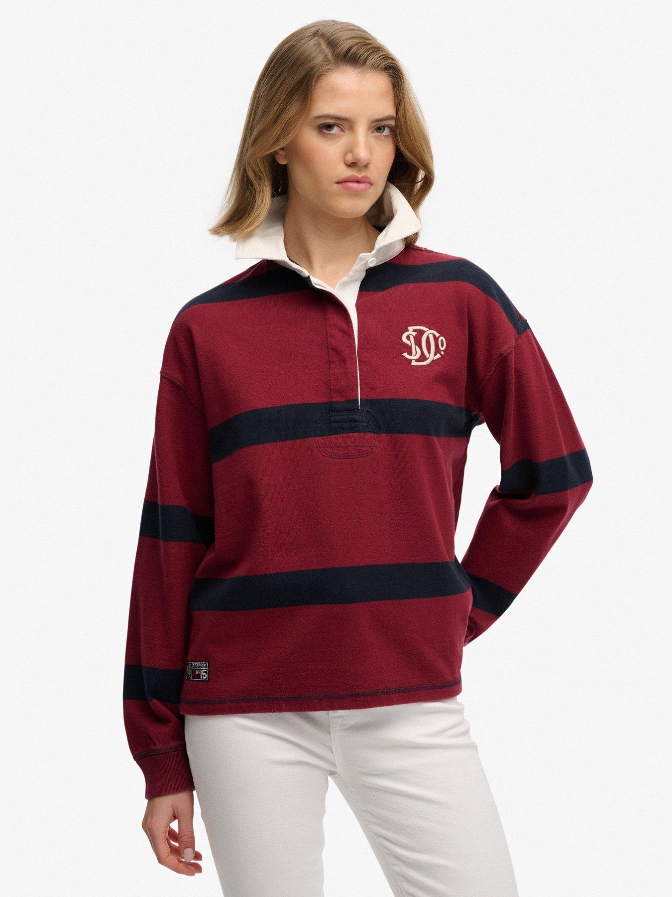 Superdry Heritage Stripe Rugby Top - Red